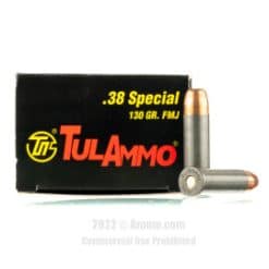 TulAmmo 38 Special Ammo - 50 Rounds of 130 Grain FMJ Ammunition